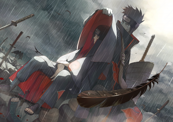 Naruto Shippuuden,Uchiha Itachi,déšť,Hoshigaki Kisame,Akatsuki