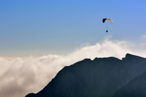 sporter, bergen, himmel, Flyg, skärmflygning