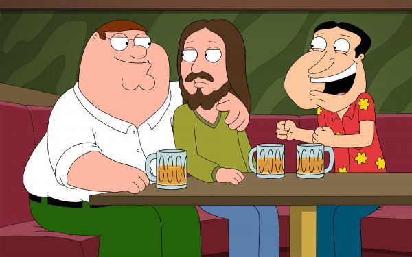 3840x2400 px,beer,Family Guy,Peter Griffin,Glenn Quagmire,Jesus Christ