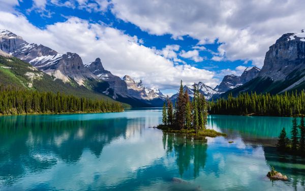 natură,peisaj,Canada,lac,munţi,cer