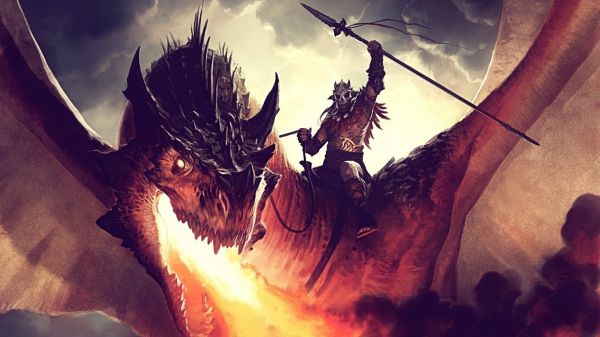 fantasy art, dragon, mythology, darkness, sunlight, 3D