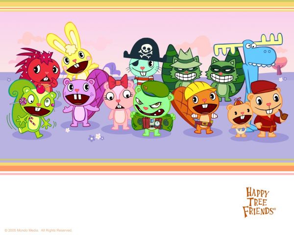 happy tree friends,ilustrace,kreslená pohádka,hrát si,font,produkt