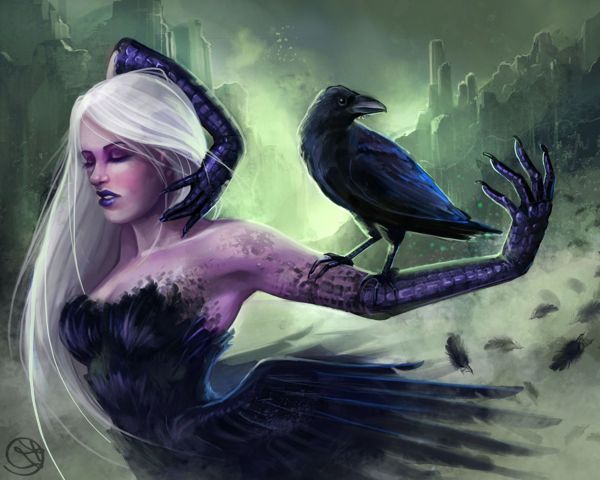 fantasy art, artwork, mythology, drawing, illustration, birds