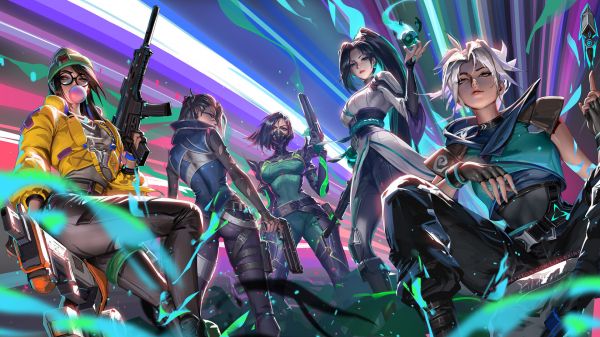 Jason Liang,drawing,group of women,Valorant,Video Game Art,colorful