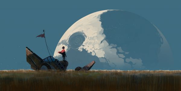 desierto,anime sky,planeta,campo,ilustración,Anime