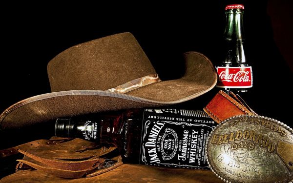 cowboy hatte,drikke,øl,Coca Cola,champagne,Jack Daniels