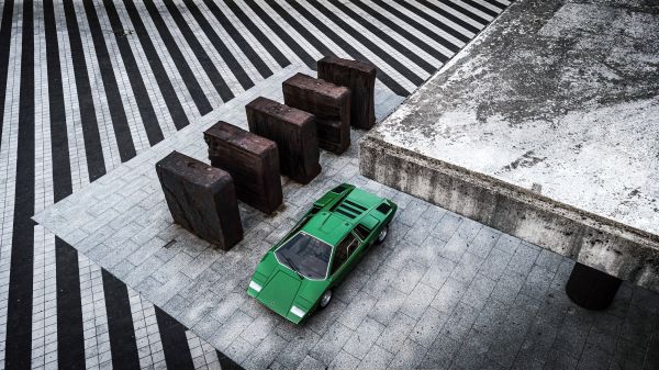 zelená auta,Lamborghini Countach