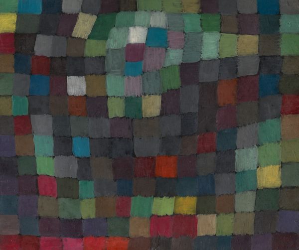 ancient sound,paul klee,öljy,pahvi,abstraktio