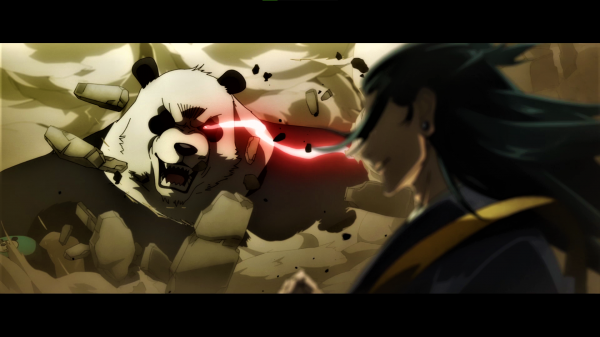 Jujutsu Kaisen,panda,hohtavat silmät,suuttunut,Suguru Geto,korvarengas