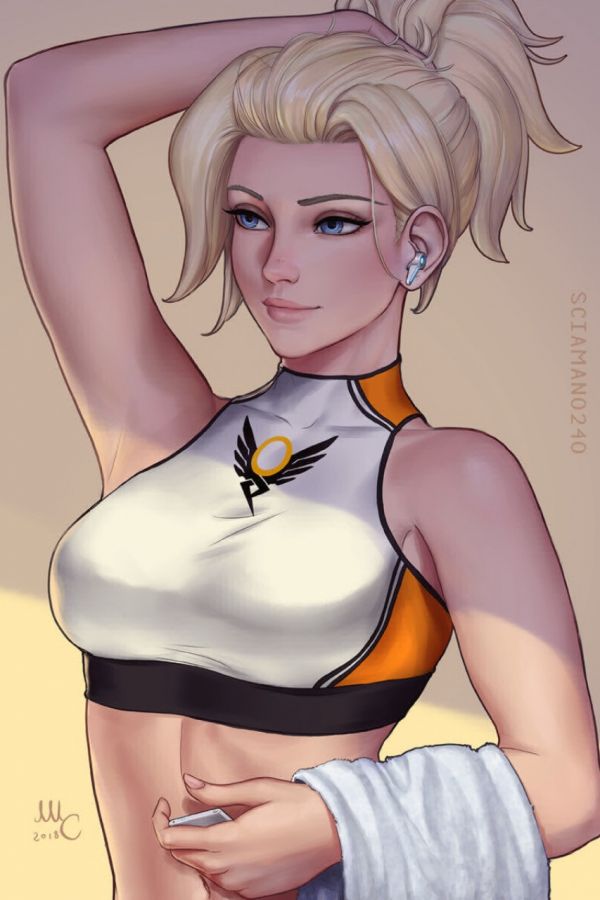 blondă,Mercy Overwatch,Overwatch,853x1280 px,ochi albaștrii,Căști