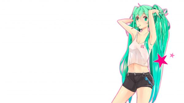 Vocaloid,Hatsune Miku,animemeisjes,eenvoudige achtergrond,groen haar,lang haar