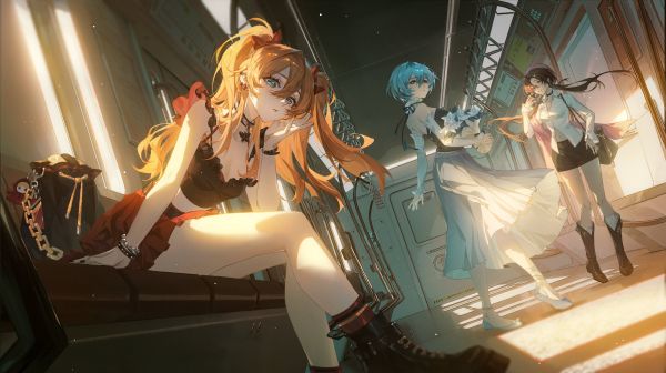 Neon Genesis Evangelion,Asuka Langley Soryu,Ayanami Rei,Makinami Mari Illustrious