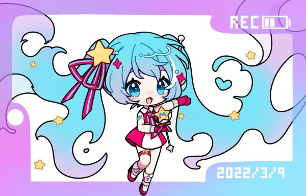 Hatsune Miku,Vocaloid,niebieskie włosy,Twintails,niebieskie oczy,Chibi