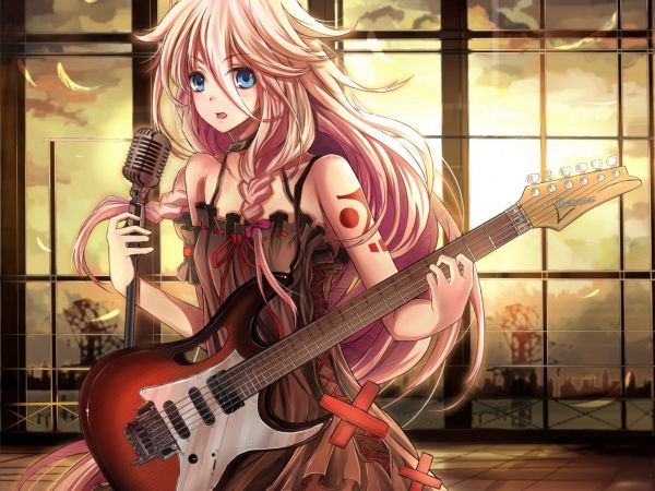 1600x1200 px,anime girls,IA Vocaloid,capelli lunghi,Vocaloid,chitarra