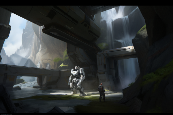 Mech suits, Wasserfall, Bunker