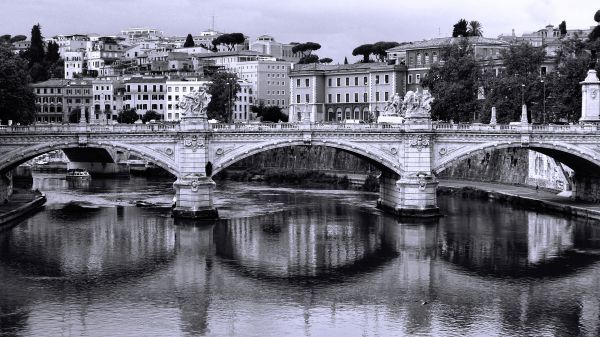 ponte,viagem,viagem,Bw,Itália,Roma