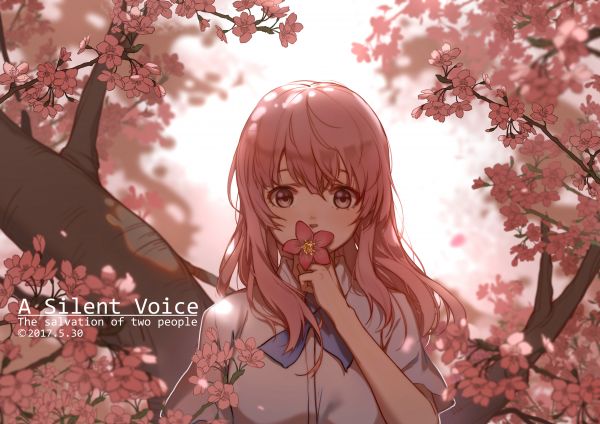 Koe no Katachi,Anime girls,2B,okul üniforması,Fan sanat,dijital sanat