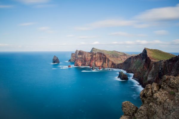 自然,風景,海,雲,日没,地平線