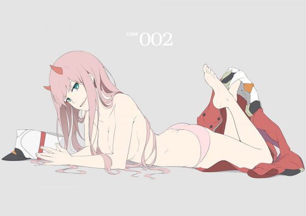 Zero Two Darling in the FranXX,ružové vlasy,ružové nohavičky,chodidlá