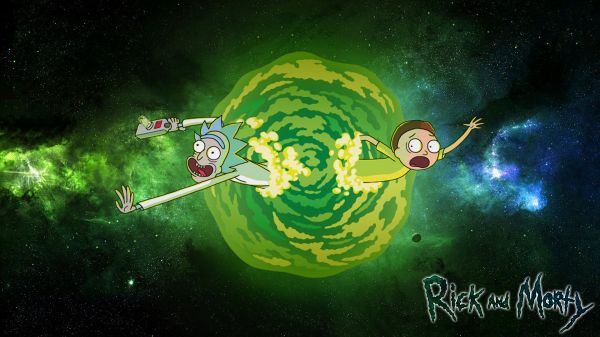 Rick and Morty,digital art,tv series,portal,space