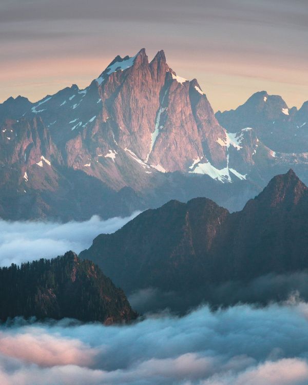 空, 山, 雰囲気, 雲, 自然, 雪