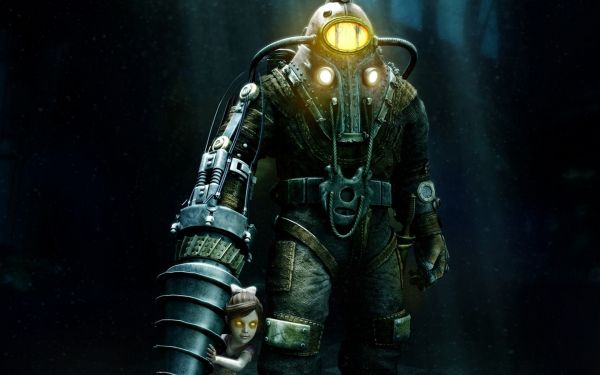 espace,Big Daddy,BioShock,machine,Petite soeur,lumière