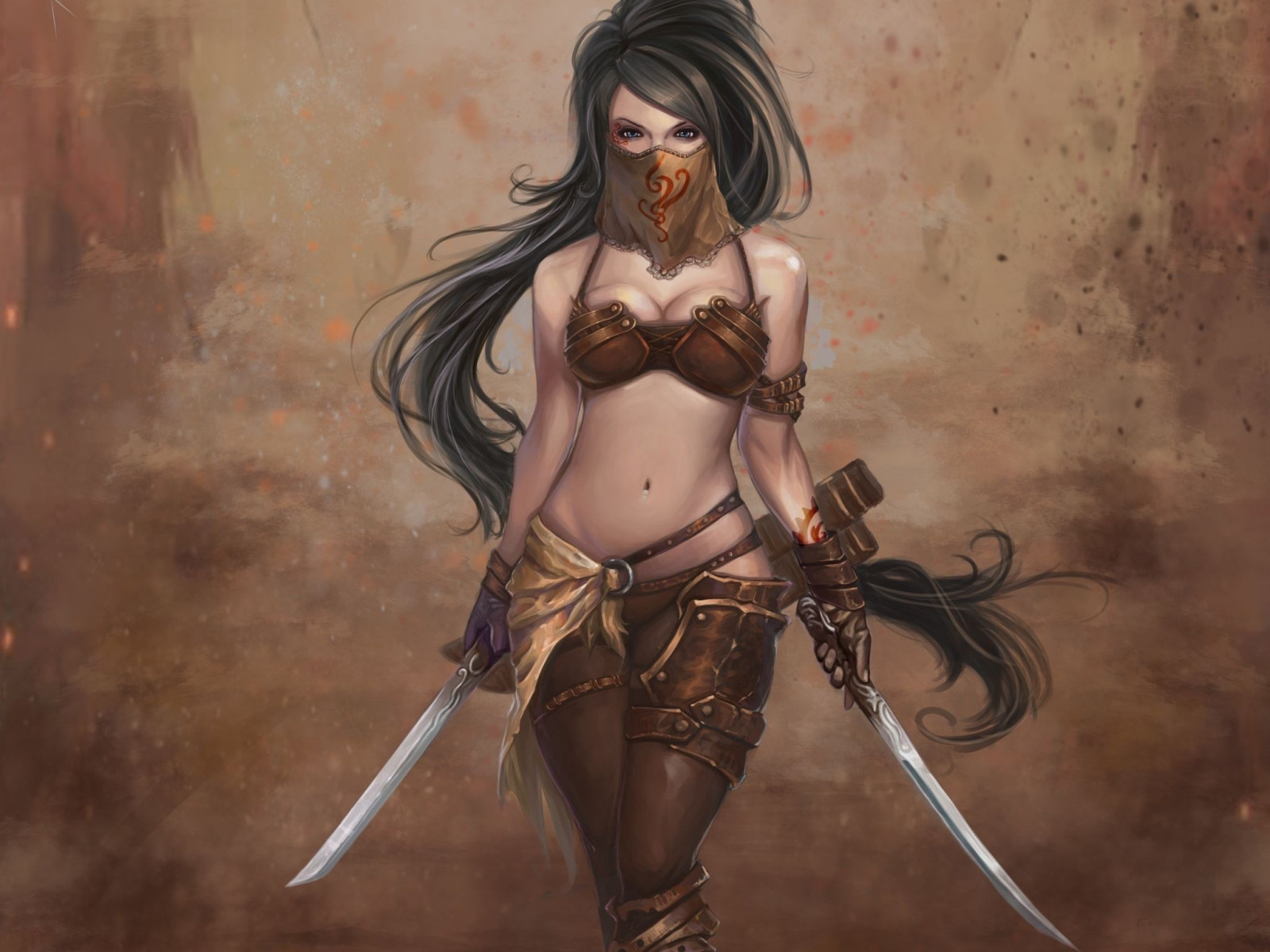 Art fantastique, Fantaisie fille, Anime, Filles anime, clivage, guerrier, La personne, mythologie, masque, capture d'écran, Femme guerrière