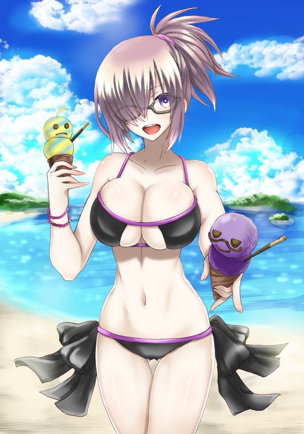 illustration,anime,anime girls,short hair,glasses,sea