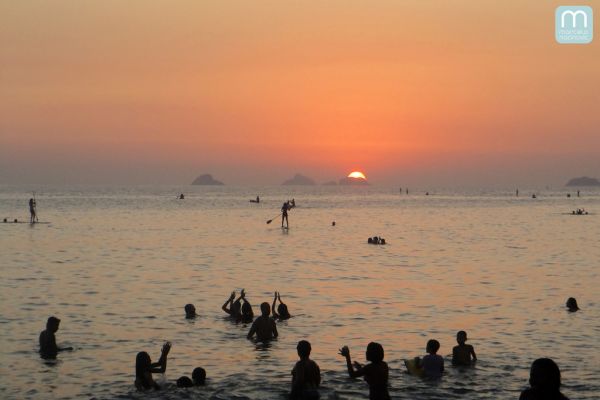 海,水,海岸,空,日没,砂