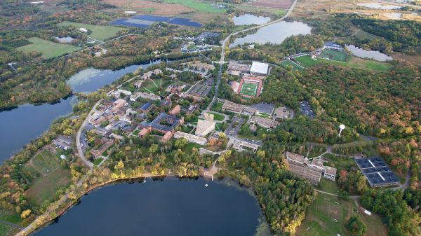 Minnesota,Saint John's University,krajobraz,widok z lotu ptaka,wschód słońca