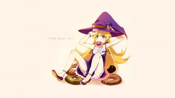 ilustrasi,Monogatari Series,anime,gadis anime,Oshino Shinobu,halloween