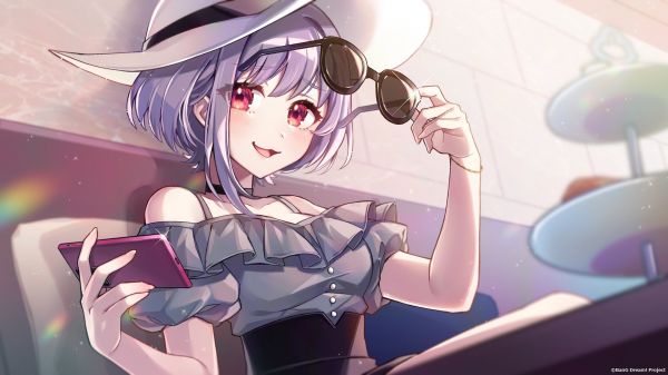 anime girls,purple hair,sunglasses,BanG Dream,Yuutenji Nyamu