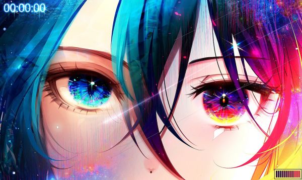 anime,eyes,blue eyes,heterochromia,anime girls