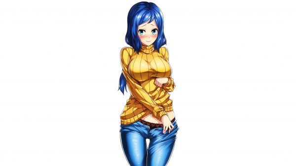 Iori Rinko,Gundam Build Fighters,สาวอะนิเมะ,พื้นหลังสีขาว,กางเกง,ผมสีฟ้า