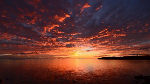 雲,水,空,雰囲気,昼間,残光