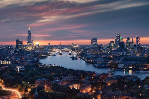 paisaje,ciudad,puesta de sol,Londres,acantilado,Luces de la ciudad