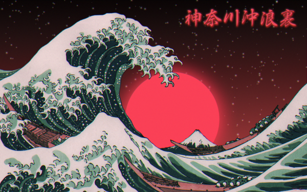 golven,synthwave,De grote Golf van Kanagawa