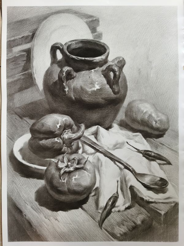 artwork,monochrome,tomatoes,peppers