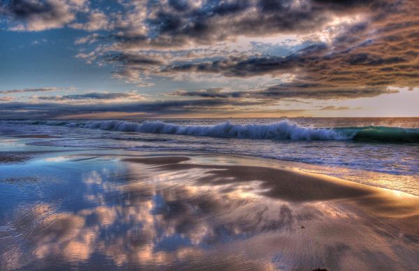 indian ocean,water,golven,strand,wolken,zonsondergang