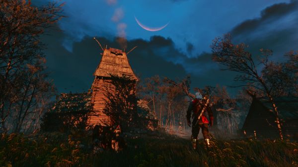 Witcher 3 Wild Hunt,näyttökuva,tietokonepelaamiseen,ilta