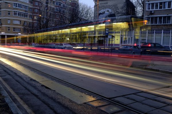 město, ulice, panoráma města, auto, noc, Moskva