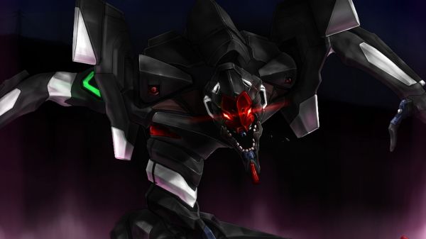 Anime,Neon Genesis Evangelion,EVA Unit 03,noir,machine,obscurité