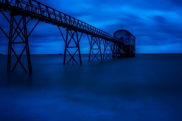 agua, branco, Preto, Sombrio, mar, noite