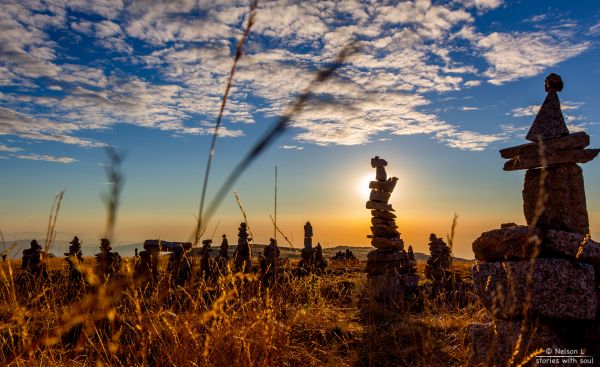 luz de sol, paisaje, puesta de sol, rock, cielo, césped