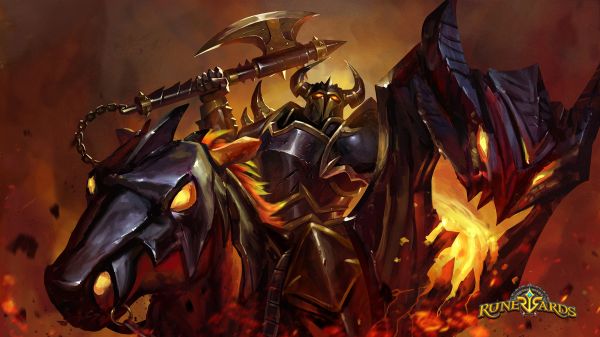 ridder,lava,Runewards Strategy Card Game,ruiter,een watermerk,illustratie