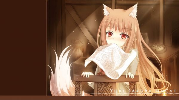 anime,anime lányok,screenshot,holo,Spice és Wolf,Okamimimi