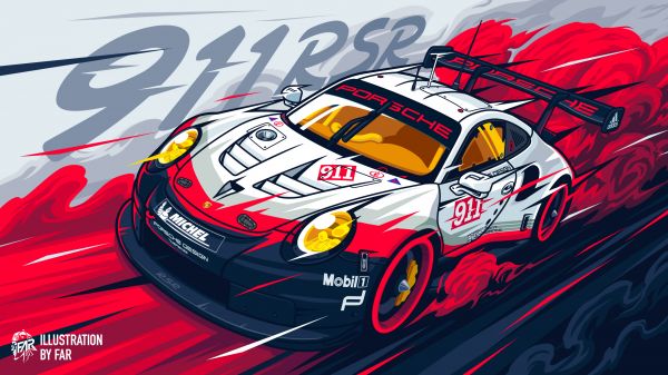 digital konst,konstverk,bil,fordon,Porsche,illustration