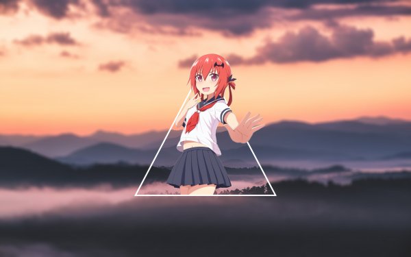 Gabriel Dropout,picture in picture,anime girls,school uniform,landscape,Satanichia McDowell Kurumizawa