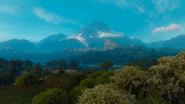 The Witcher 3 Άγρια Hunt,στιγμιότυπο οθόνης,PC gaming,Παραμονή,βουνά,τοπίο