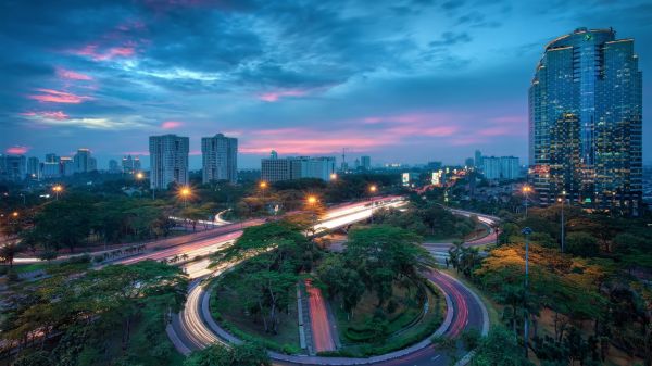 ville, Paysage urbain, nuit, la photographie, Horizon, longue exposition